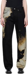 McQueen Black & Gray Abstract Print Jeans