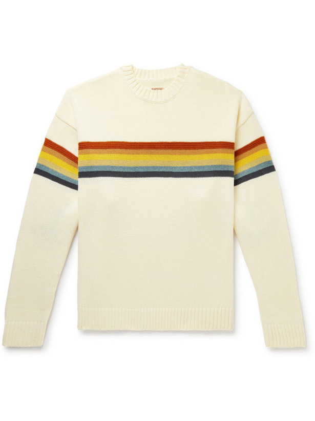 Photo: KAPITAL - Striped Cotton-Blend Jacquard Sweater - Neutrals