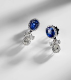 Yeprem Reign Supreme 18kt white gold drop earrings with diamonds and sapphire