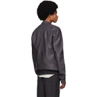 Rick Owens Grey Leather Intarsia Jacket