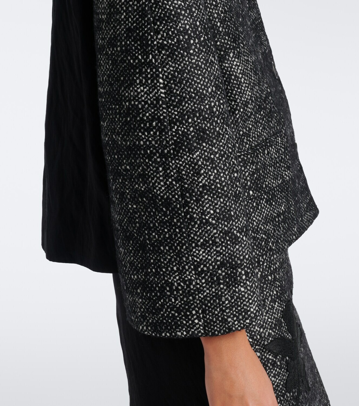 Erdem Cropped embroidered wool-blend jacket