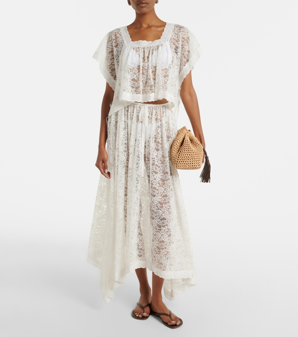 Dôen Zinnia asymmetric lace skirt