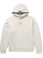 FEAR OF GOD - Logo-Flocked Fleece-Back Cotton-Jersey Hoodie - Neutrals - S