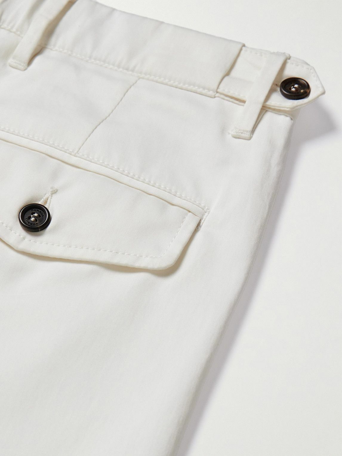 Dunhill - Straight-Leg Pleated Cotton-Blend Chinos - White Dunhill