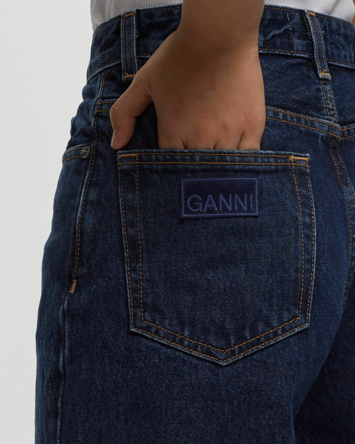 Ganni Rigid Denim Stary Blue Jeans GANNI