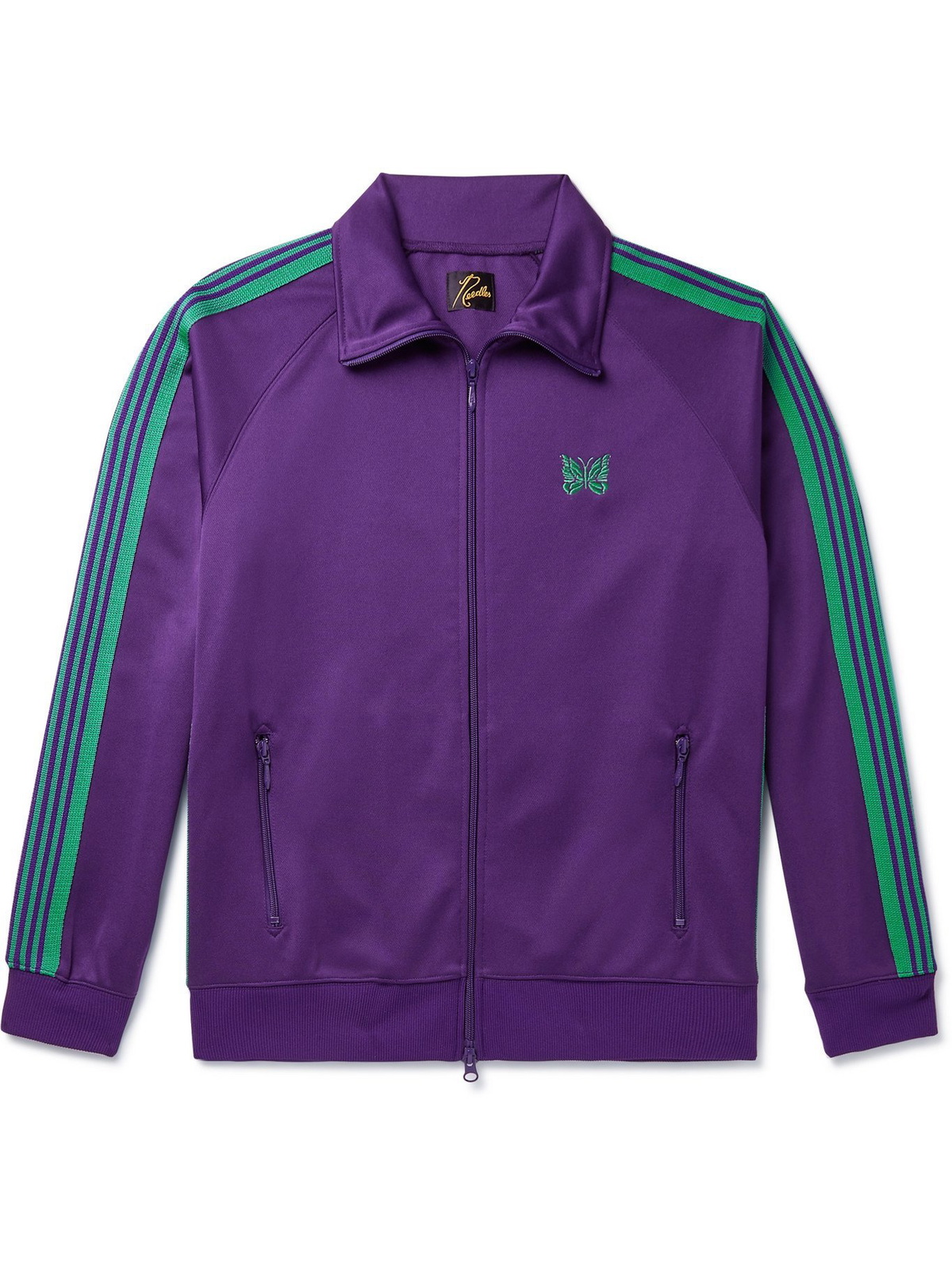 Needles - Logo-Embroidered Webbing-Trimmed Tech-Jersey Track Jacket - Purple