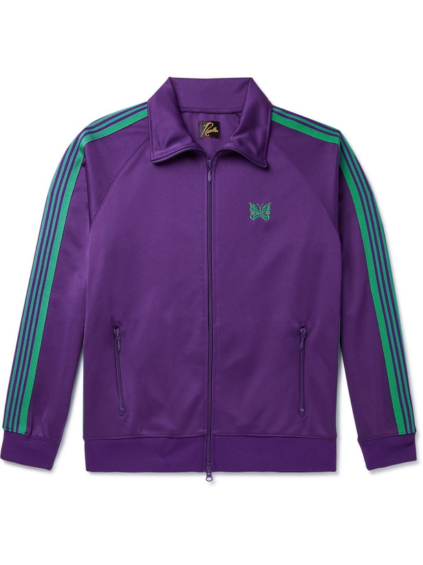 Photo: Needles - Logo-Embroidered Webbing-Trimmed Tech-Jersey Track Jacket - Purple