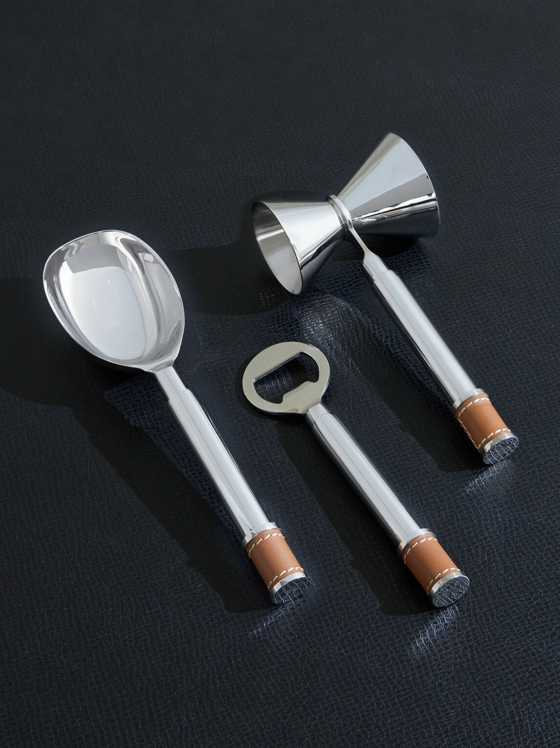 Ralph Lauren Home - Wyatt Leather-Trimmed Silver-Tone Bar Tool Set