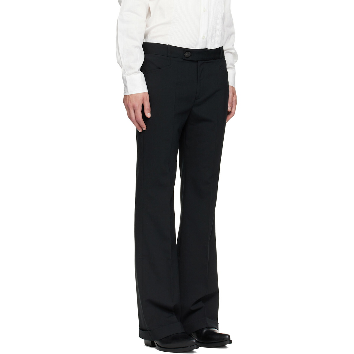Ernest W. Baker Black Cuffed 70's Trousers