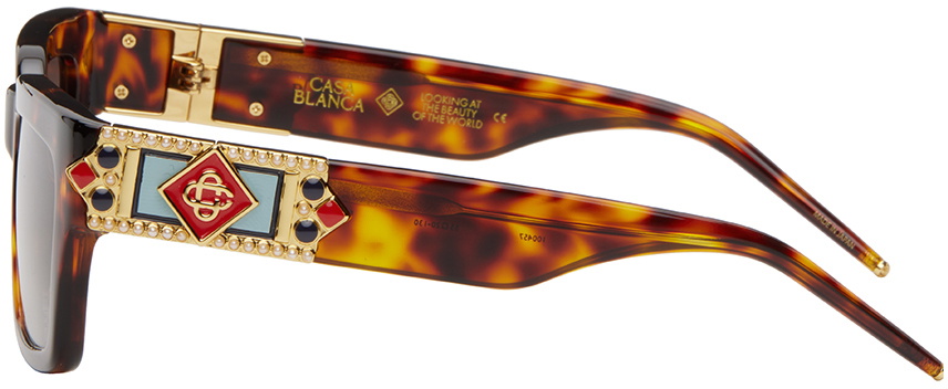 Casablanca Tortoiseshell Monogram Plaque Sunglasses