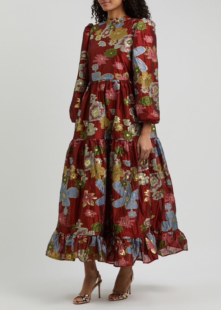 【英国発Sister Jane】Ruby floral brocade maxi dress Sister Jane Ruby Floral Brocade Maxi Dress Red Sister Jane