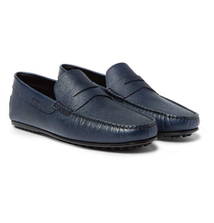 Photo: Tod's - City Gommino Textured-Leather Penny Loafers - Men - Navy