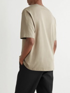 AMI PARIS - Logo-Embroidered Organic Cotton-Jersey T-Shirt - Neutrals