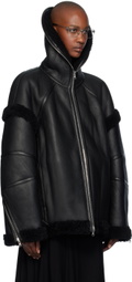 Helmut Lang Black Apex Teddy Reversible Leather Jacket