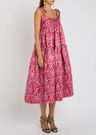 Sister Jane Primavera Floral-jacquard Cloqué Midi Dress Pink