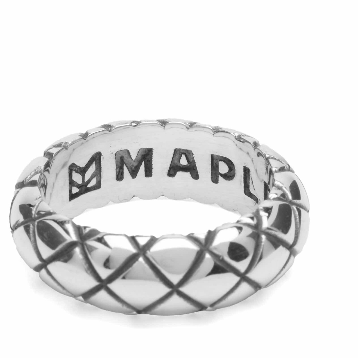 Maple Men's Quilted Band Ring in Silver