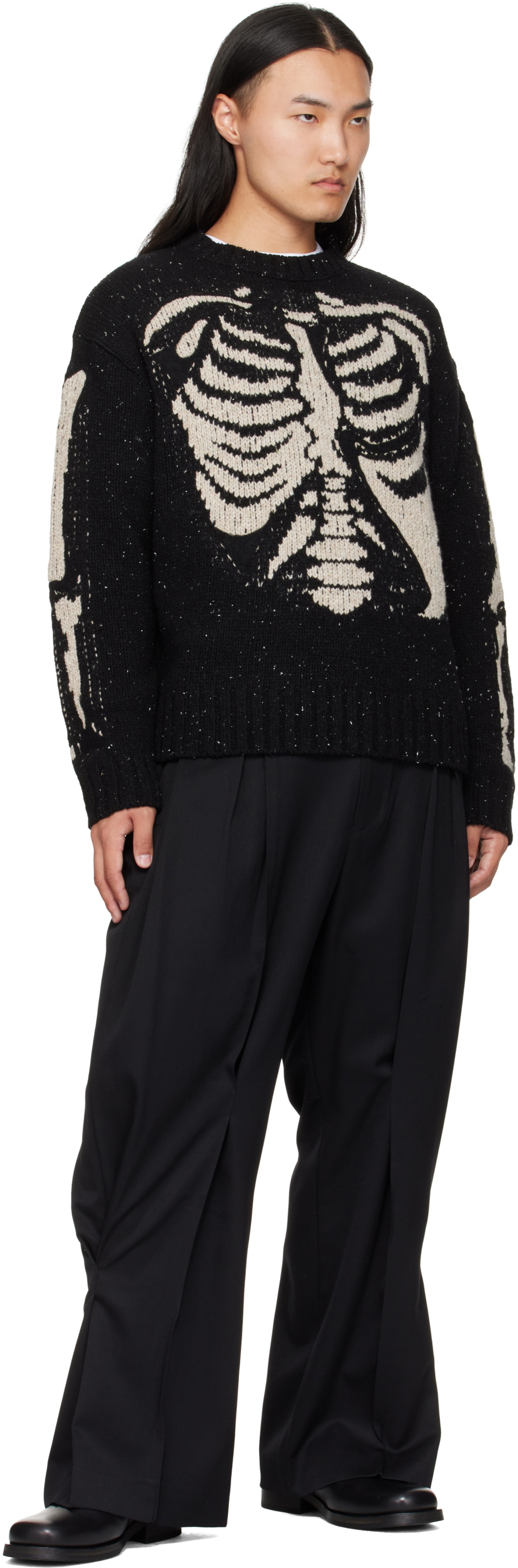 Khoki Black Needle Punched Knit Sweater