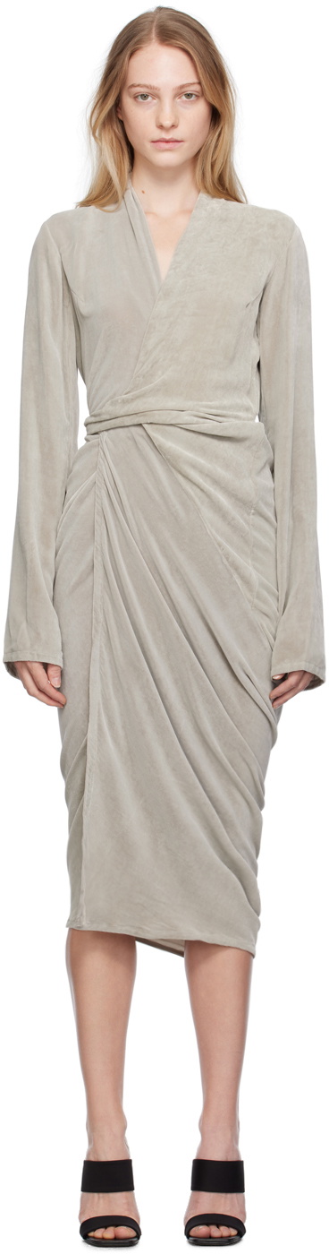 Rick Owens Off-White Wrap Midi Dress