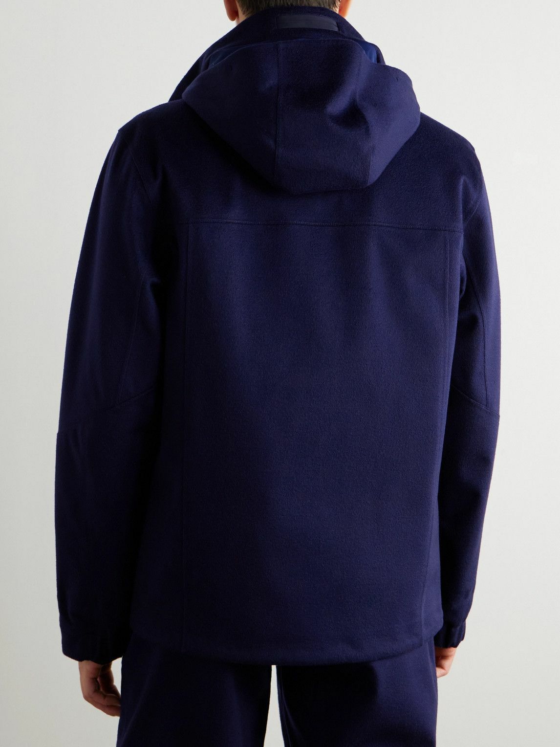 Zegna - Convertible Leather-Trimmed Oasi Cashmere Hooded Ski Jacket and Quilted Down Gilet - Blue