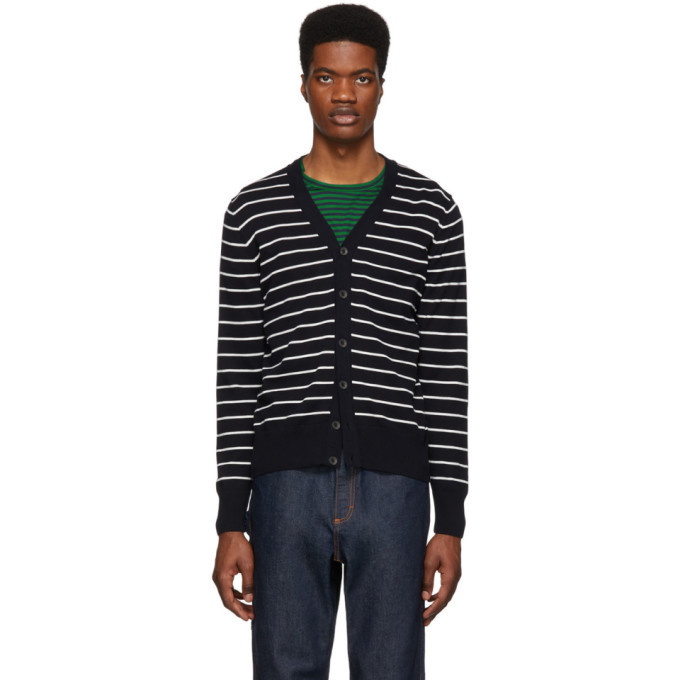 Photo: Boss Navy and White Striped Knit Cardigan