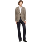 Husbands Off-White and Brown Houndstooth Straight Blazer