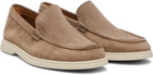 BOSS Beige Debossed-Logo Suede Loafers