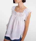 Dôen Aphra lace-trimmed ramie top
