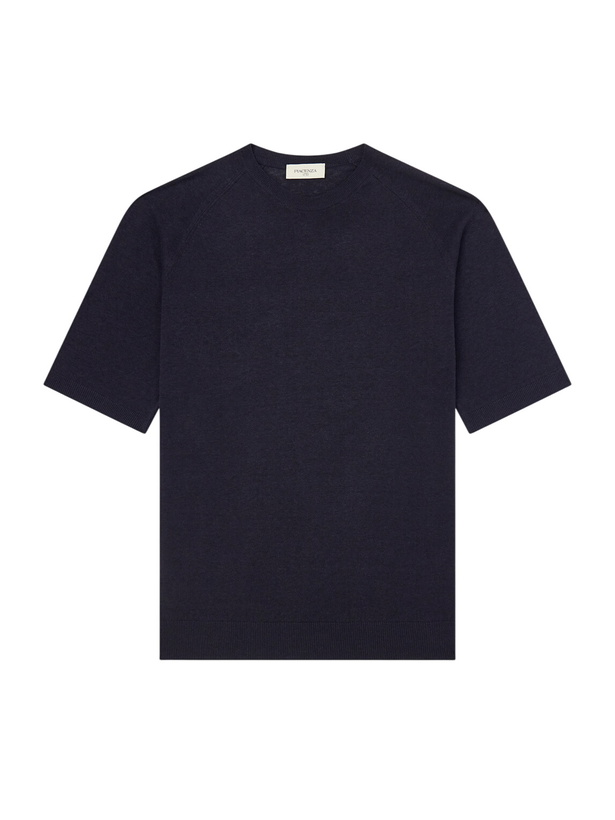 Photo: PIACENZA 1733 - Silk and Linen-Blend T-Shirt - Blue