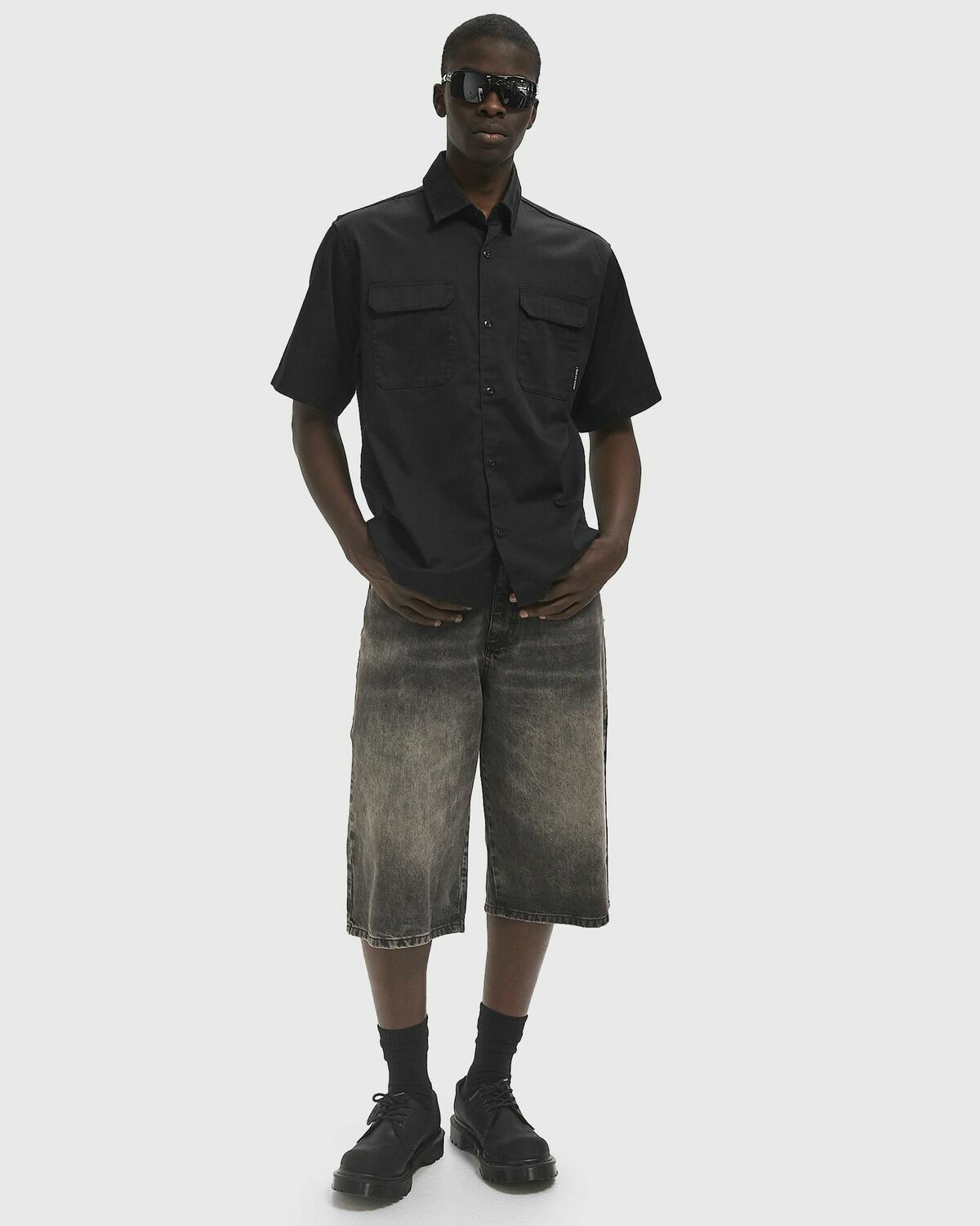 Boiler Room CUT OFF DENIM SHORT Black Mens Casual Short