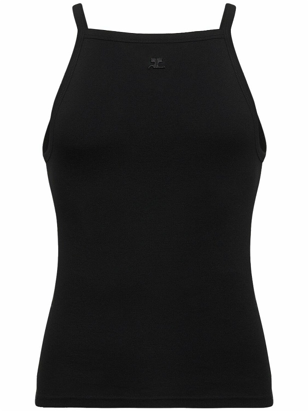 Photo: COURREGES - Logo Embroidered Cotton Tank Top