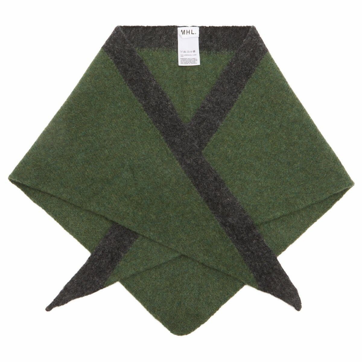 MHL by Margaret Howell Men's Tipped Scout Scarf in Green/Charcoal 
