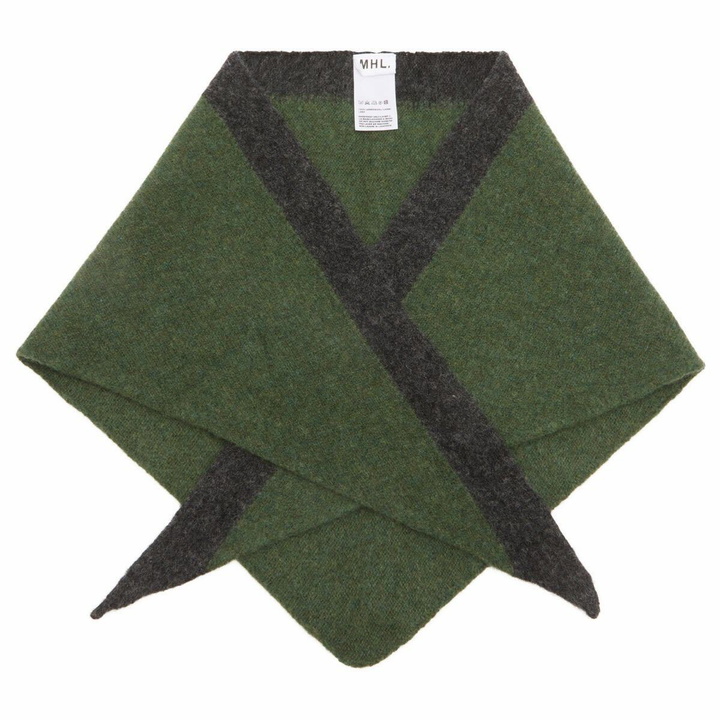 Photo: MHL by Margaret Howell Men's Tipped Scout Scarf in Green/Charcoal 