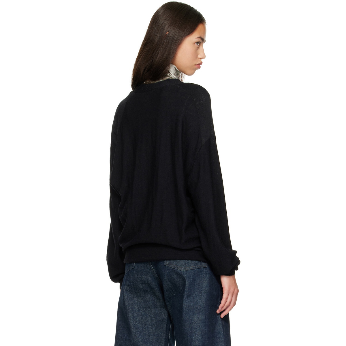 LEMAIRE Black Relaxed Twisted Cardigan
