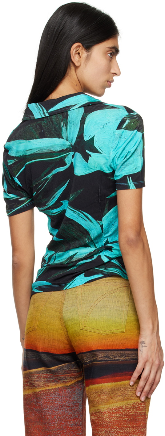 Louisa Ballou Black & Blue Printed Polo