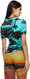 Louisa Ballou Black & Blue Printed Polo