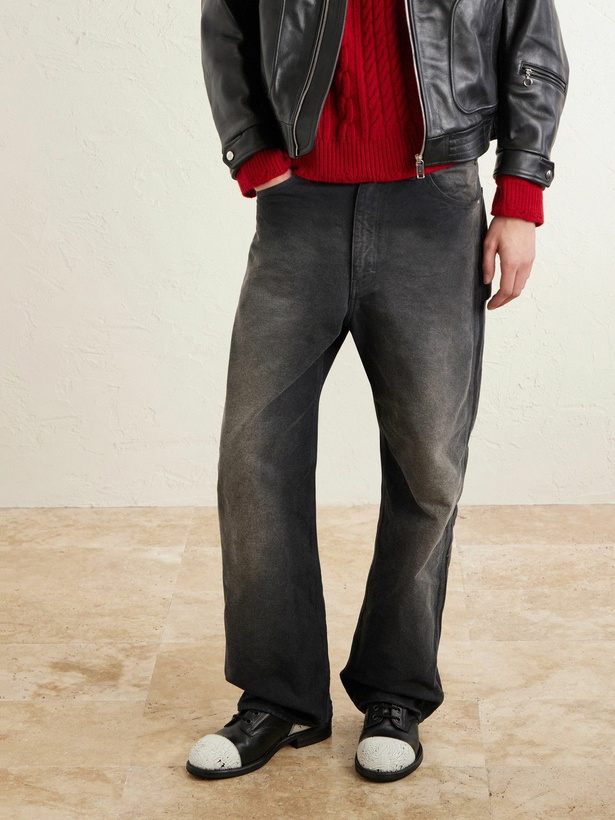 Photo: Enfants Riches Déprimés - Charlie Painted Leather Lace-Up Boots - Black