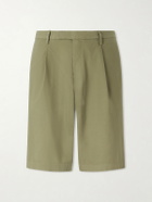 Boglioli - Straight-Leg Pleated Cotton-Blend Poplin Shorts - Green