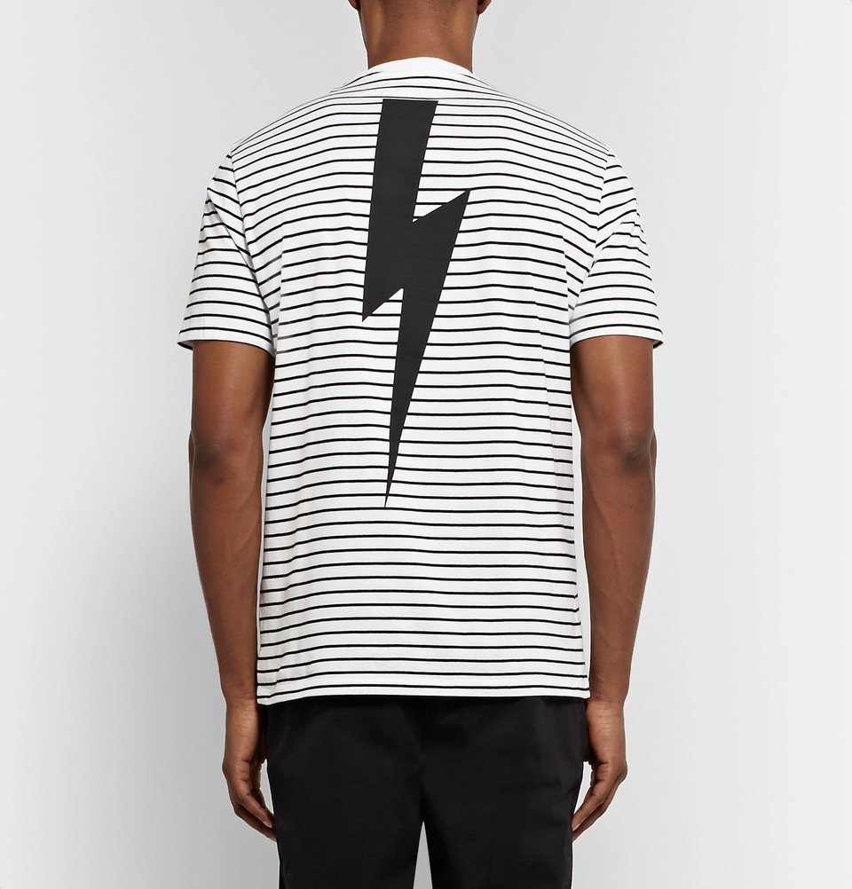 Neil Barrett - Printed Striped Cotton T-Shirt - Men - White Neil
