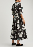 Lovebirds Floral-print Satin Midi Dress Black