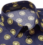 Versace - Slim-Fit Printed Cotton Shirt - Men - Navy