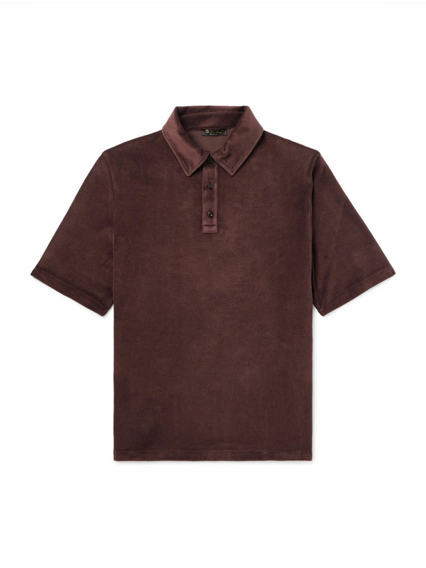 Photo: Loro Piana - Cotton and Silk-Blend Velour Polo Shirt - Brown