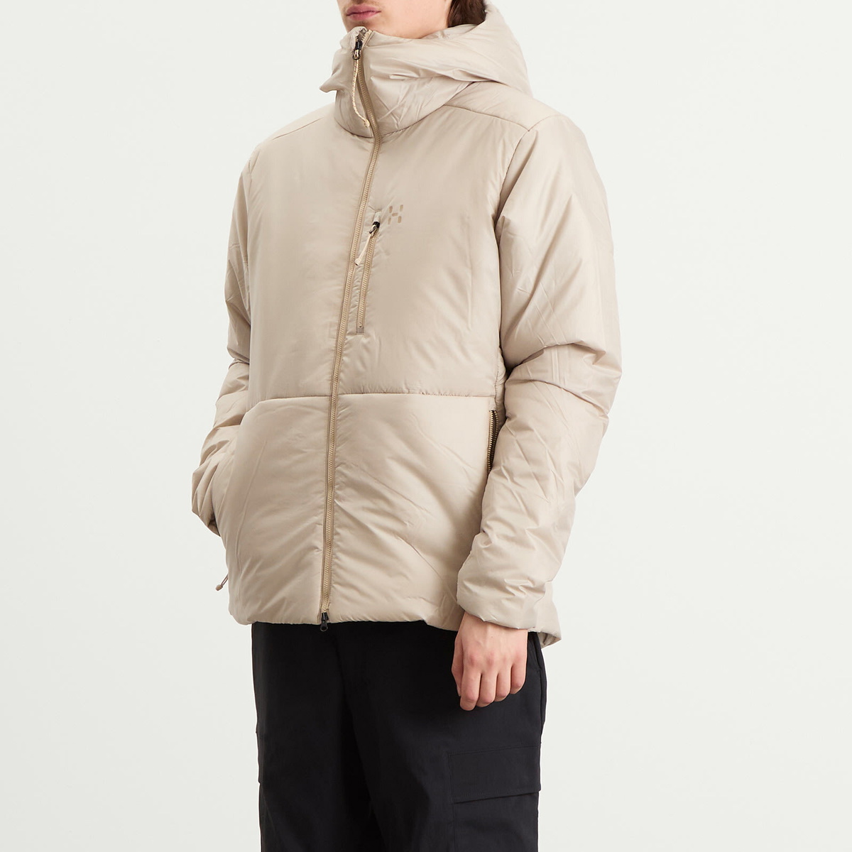 Haglöfs Men's Breeze Mimic Insulated Hooded Jacket in Chalk Beige