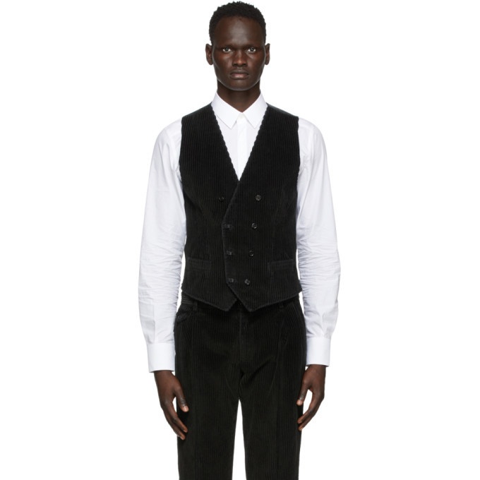 Photo: Dolce and Gabbana Black Corduroy Vest