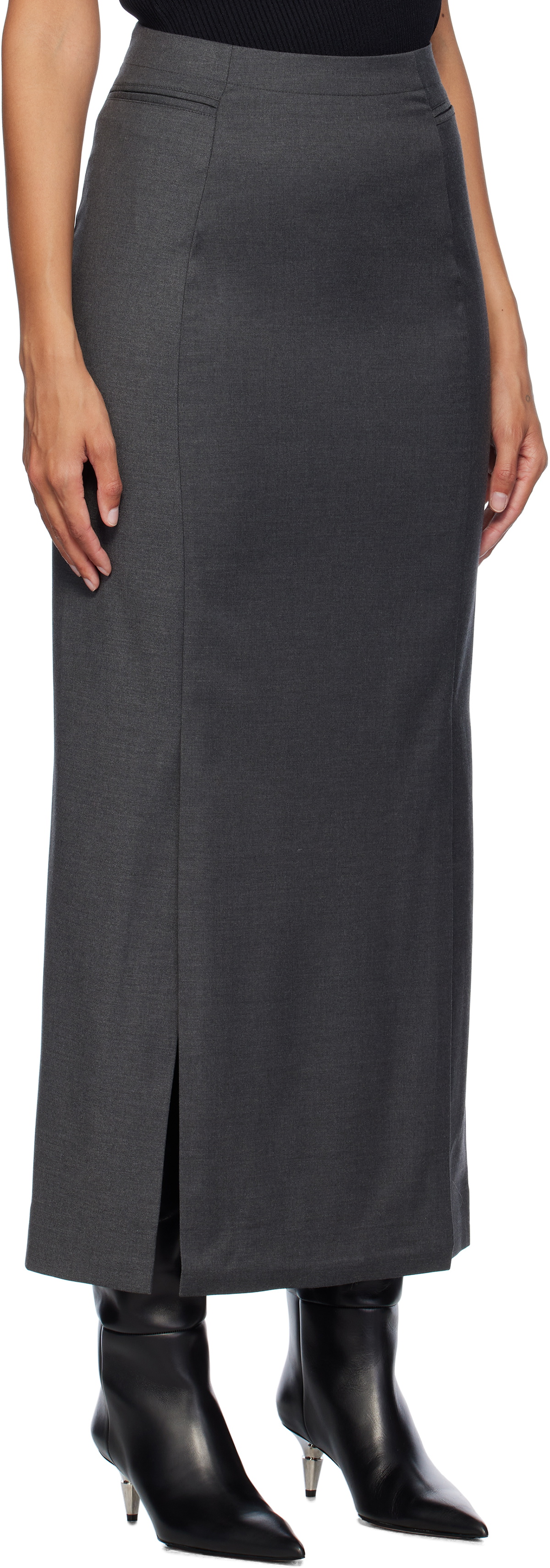 REMAIN Birger Christensen Gray Pencil Midi Skirt
