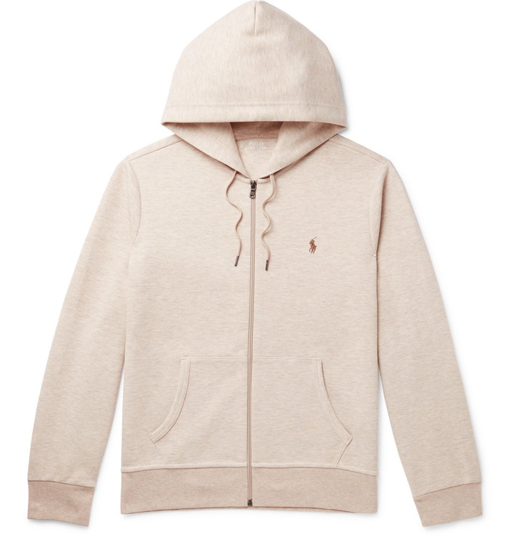 Photo: POLO RALPH LAUREN - Logo-Embroidered Mélange Jersey Hoodie - Neutrals