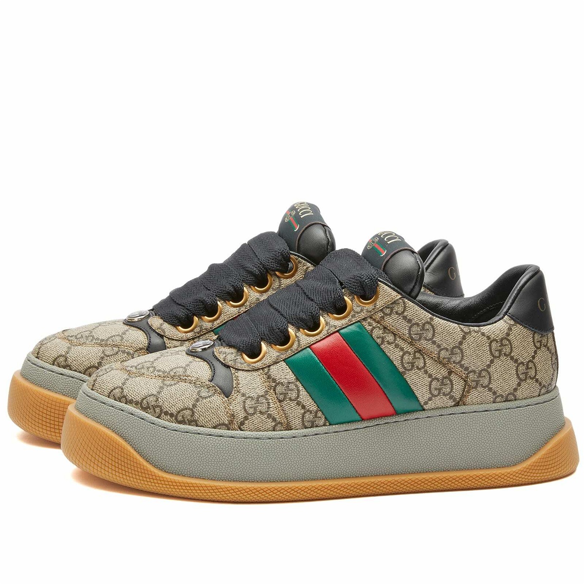 Photo: Gucci Men's Double Screener Sneakers in Beige