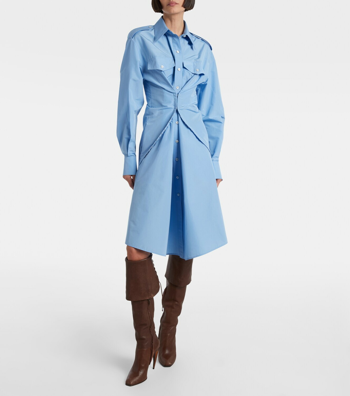 McQueen Cotton-blend taffeta shirt dress