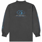 Balenciaga Men's Surf Logo Longsleeve T-Shirt in Faded Black/Blue