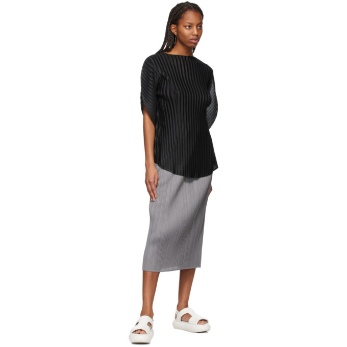 Pleats Please Issey Miyake Black Rib Pleats February Blouse Pleats