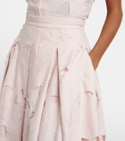 Erdem Cutout floral pleated midi skirt